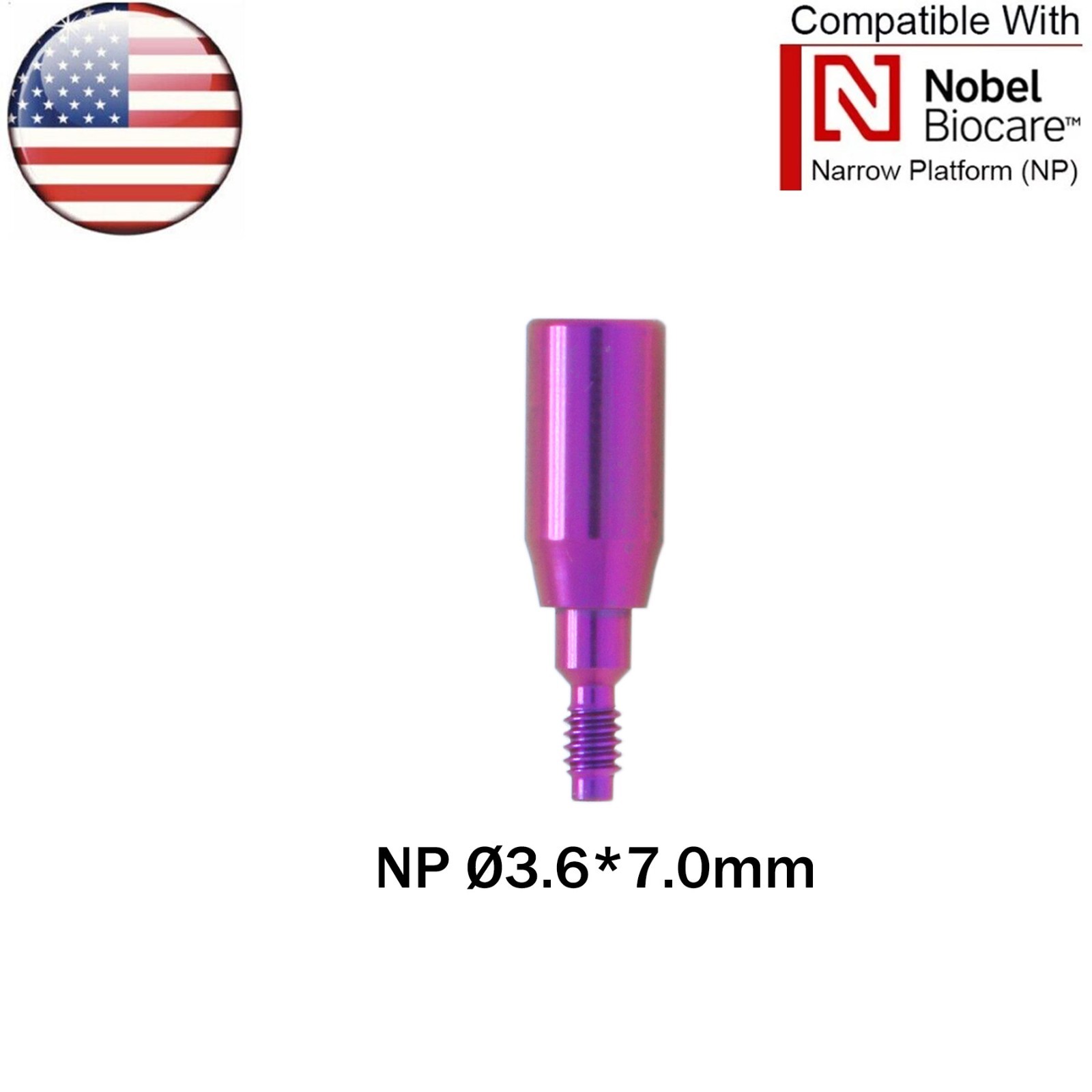 US NOBEL Dental Healing Abutment Caps Fit Nobel Active NP ∅3.6/5.0mm H3/5/7mm