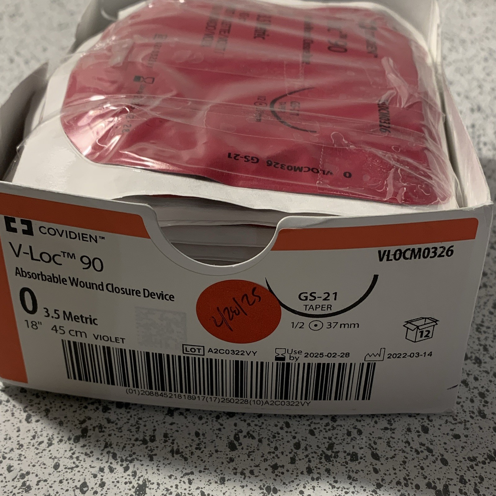 Covidien V-Loc 90 Absorbable Wound Closure Device 0 18in Gen Surg VLOCM0326