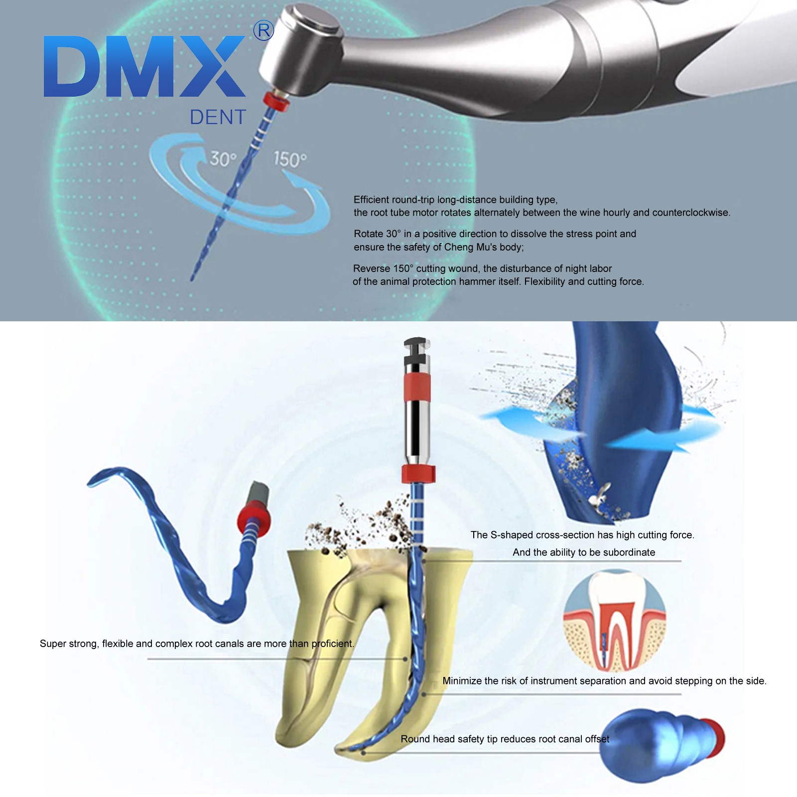 DMXDENT RECIPROC Blue Dental Endo NiTi File 6pcs/set R25/R40/R50 in 21, 25, 31mm