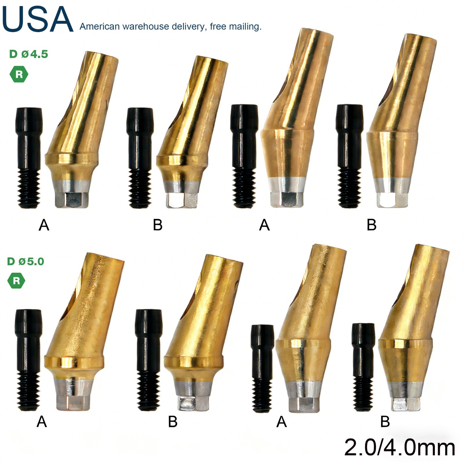 US Dental Titanium Hex A/B 17° Angled Abutment for Hiossen ET Mini Regular Plat