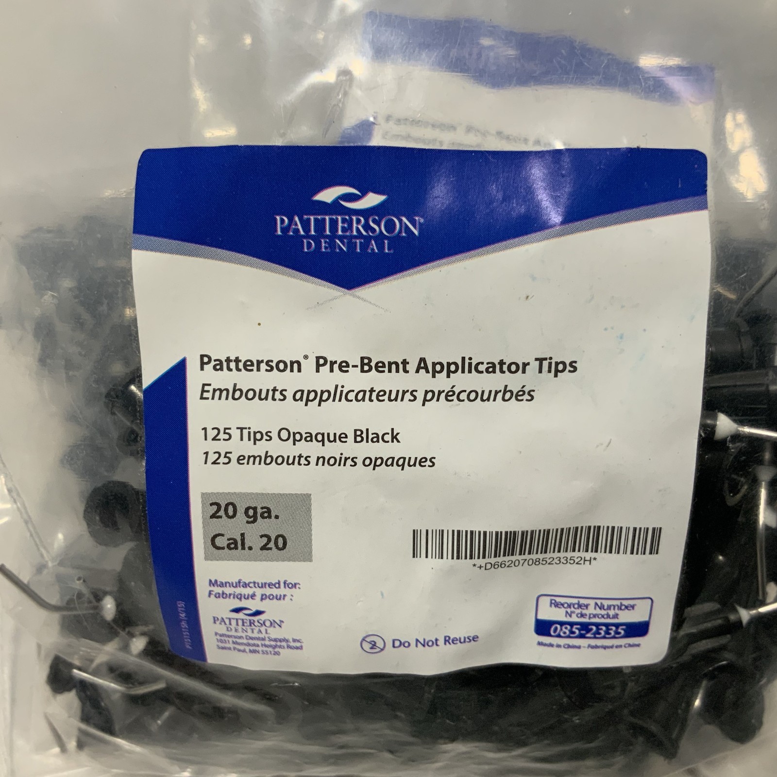 Patterson Dental Pre-bent Applicator tips Bundle black 625 count 5 bags of 125
