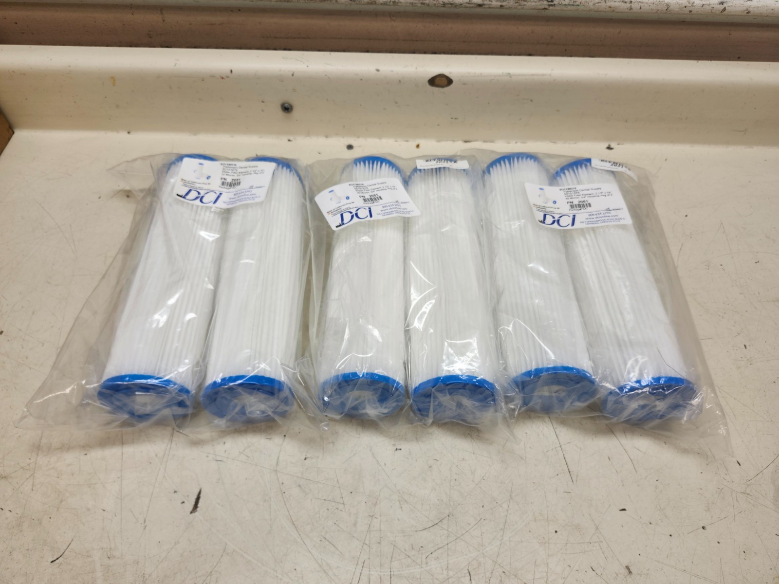Lot Of 6 Patterson Dental DCI Dental Water Filter Element 2-1/2″ x 10″ P/N: 2051