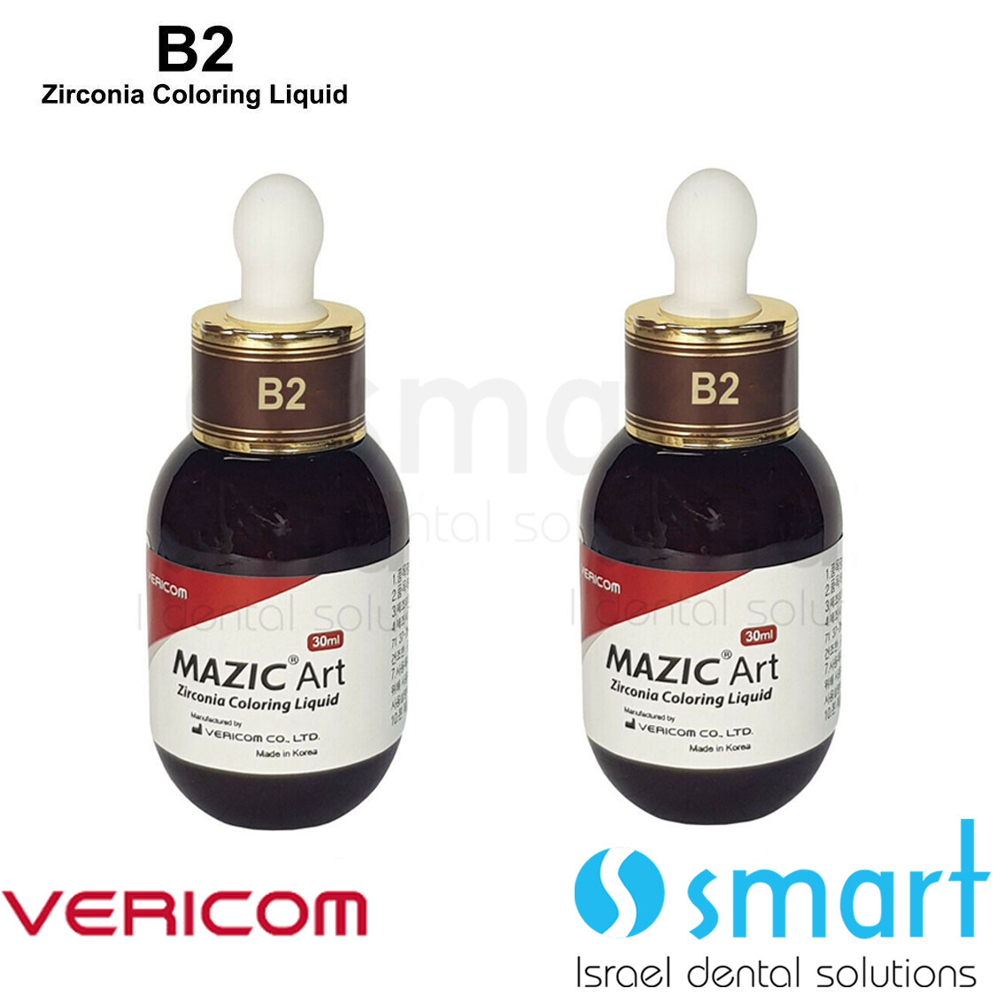 LOTX2 Dental not sintered zirconia shade color liquid 30ml MazicArt Vericom B2