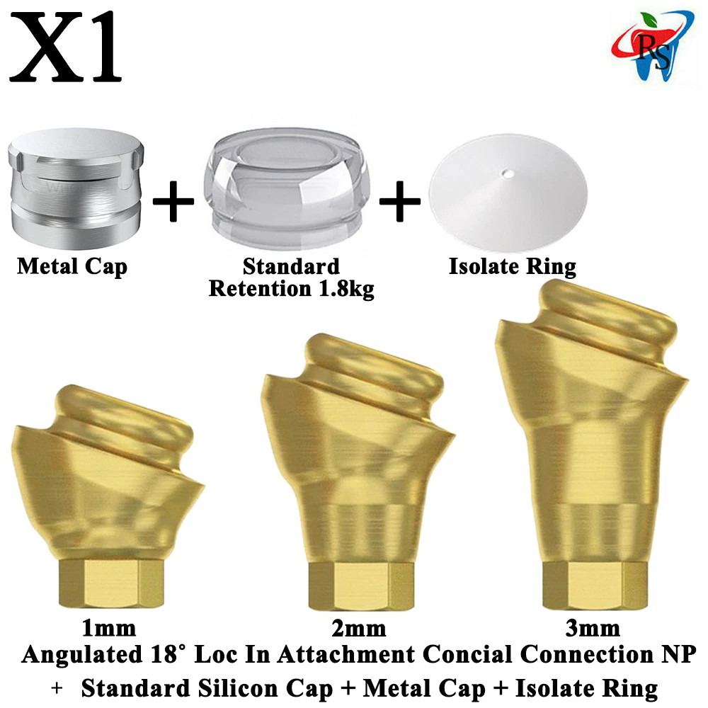 1x Kit Angulated 18˚ Loc In Attachment Conical NP Standard Silicone Cap Ring