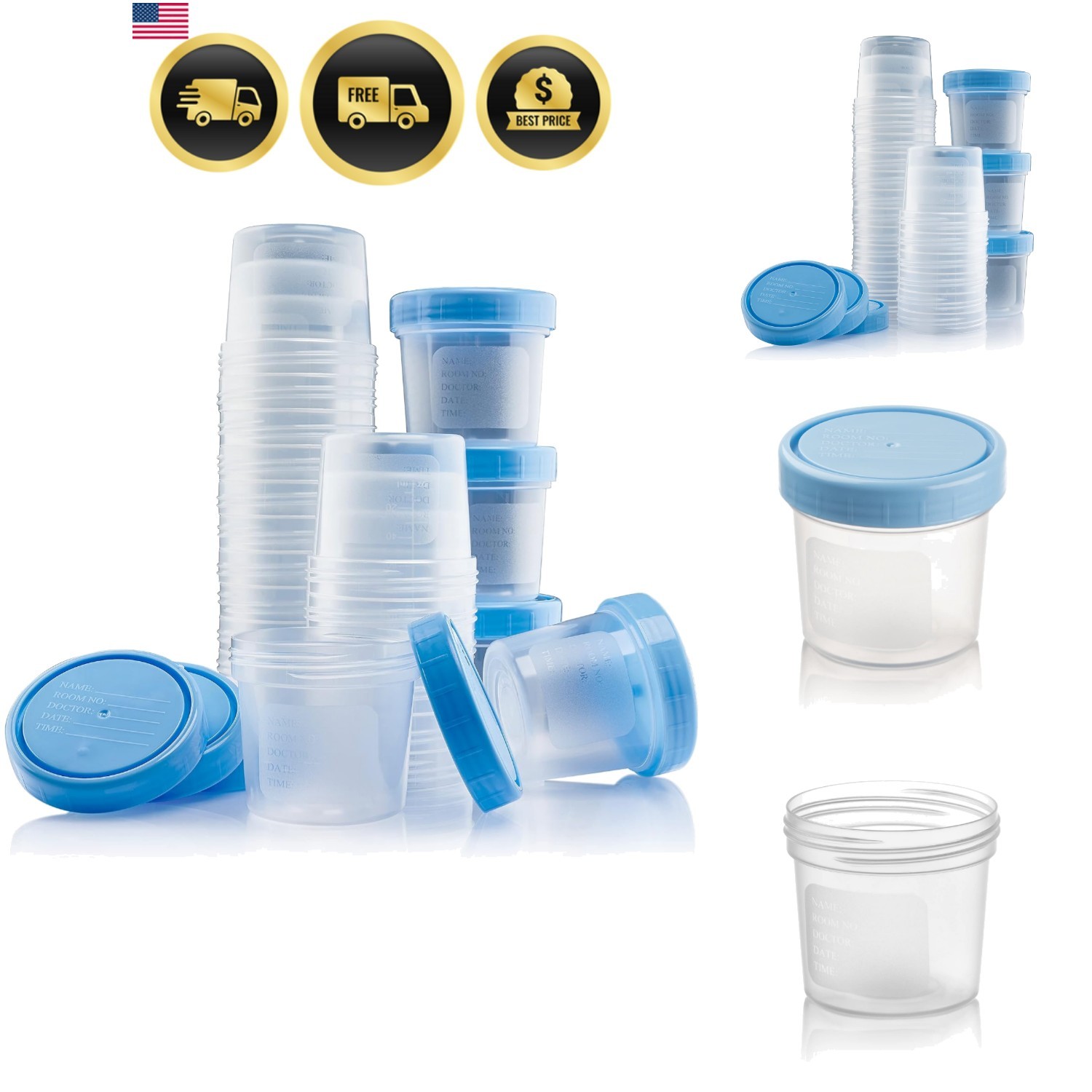 Caremax Supply Specimen Cups with Lids-Leak Proof Lid- High Quality Latex Fre…