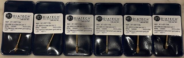 DIATECH DENTAL OCCLUSAL/REDUCTION GOLD DIAMOND BURS 811-037-7-ML 6 PACK