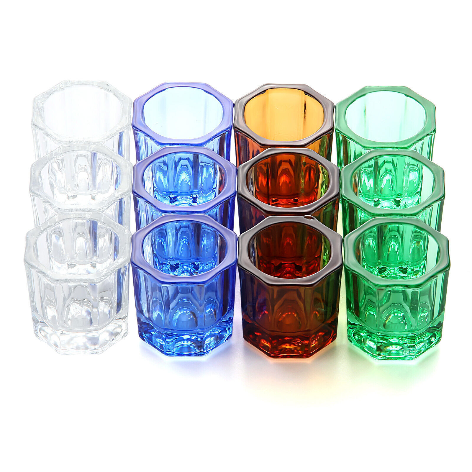 12PCS Dental Dappen Dish Crystal Acrylic Liquid / Powder Cup Nail Art Bowl