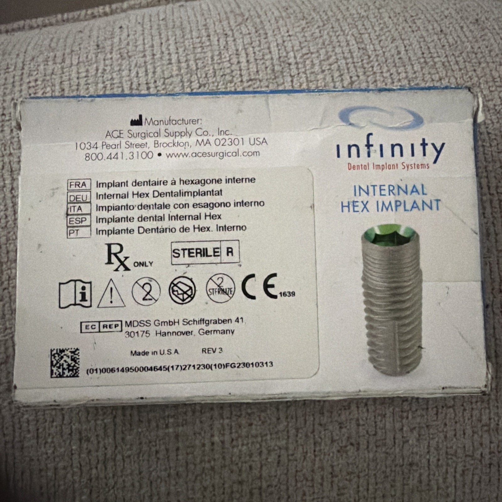 Ace Infinity Internal Hex Implant Size 3.5 HD 3.7 x 11.5mm, new in box, Lot of 2