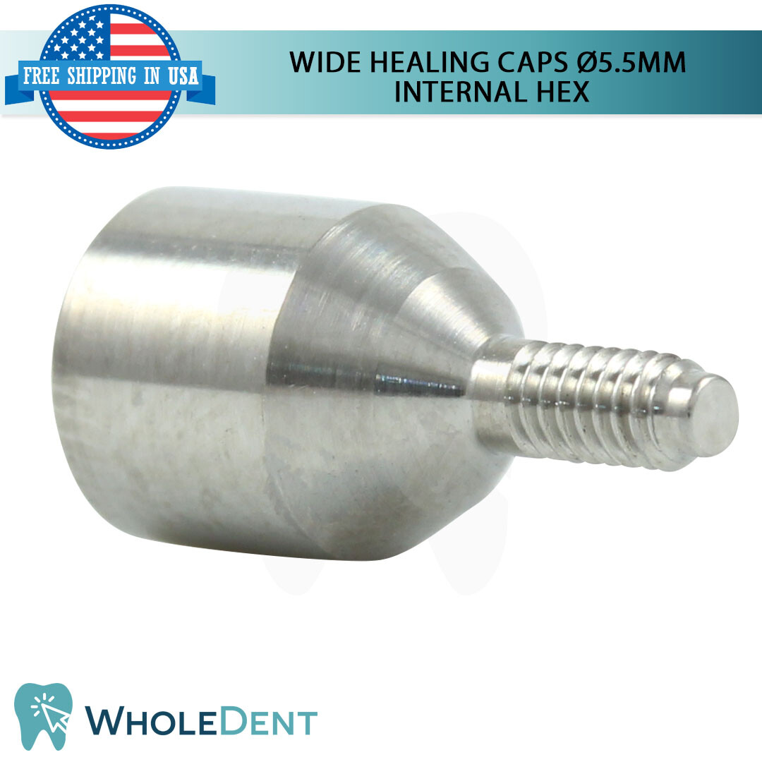 1x Wide Titanium Healing Cap Prosthetic Ø5.5mm Int Hex 2.42mm Dental Lab