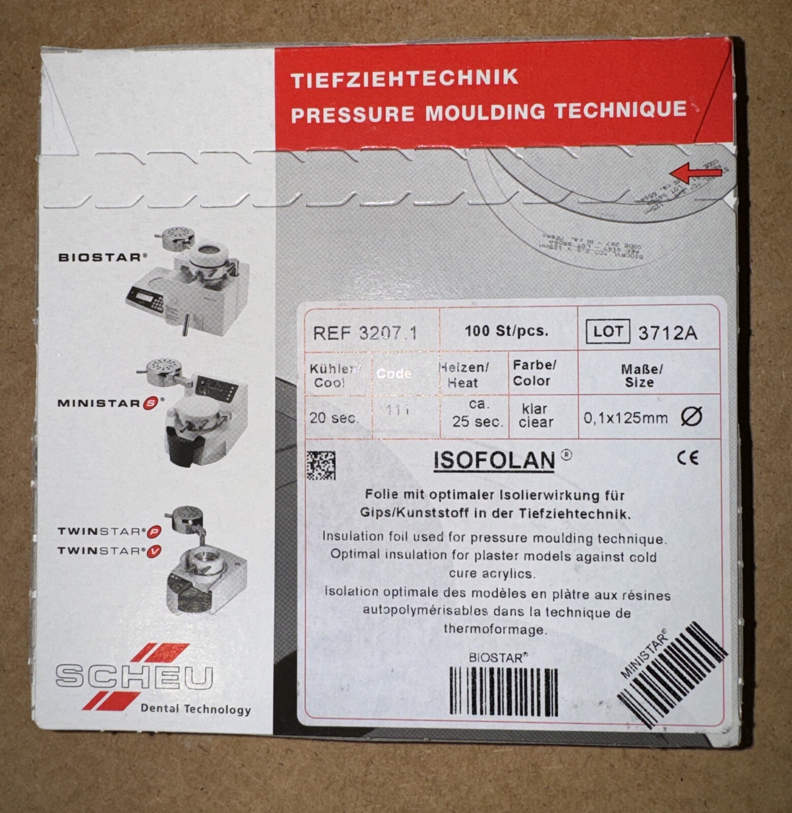 Scheu Isofolan Foil 0.1 x 125 mm 100/pk – 3207.1