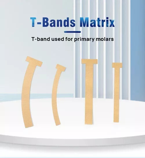 100/Bag Dental T- Band Brass Straight Large Small Curved Matrix Bands 0.05mm