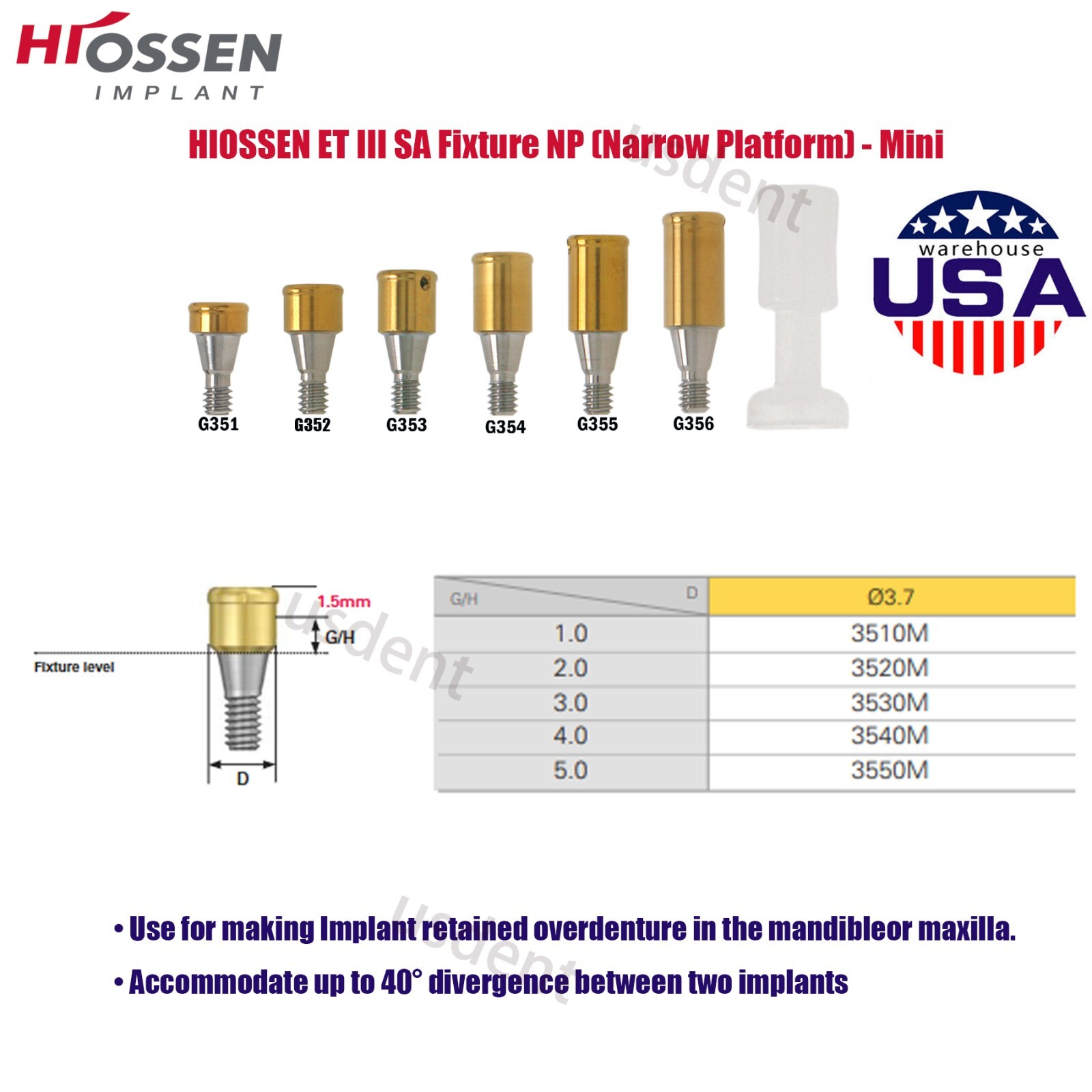 Locator Core Tool Retention Caps Insertion for Nobel/Zimmer/Hiossen Implant Lab
