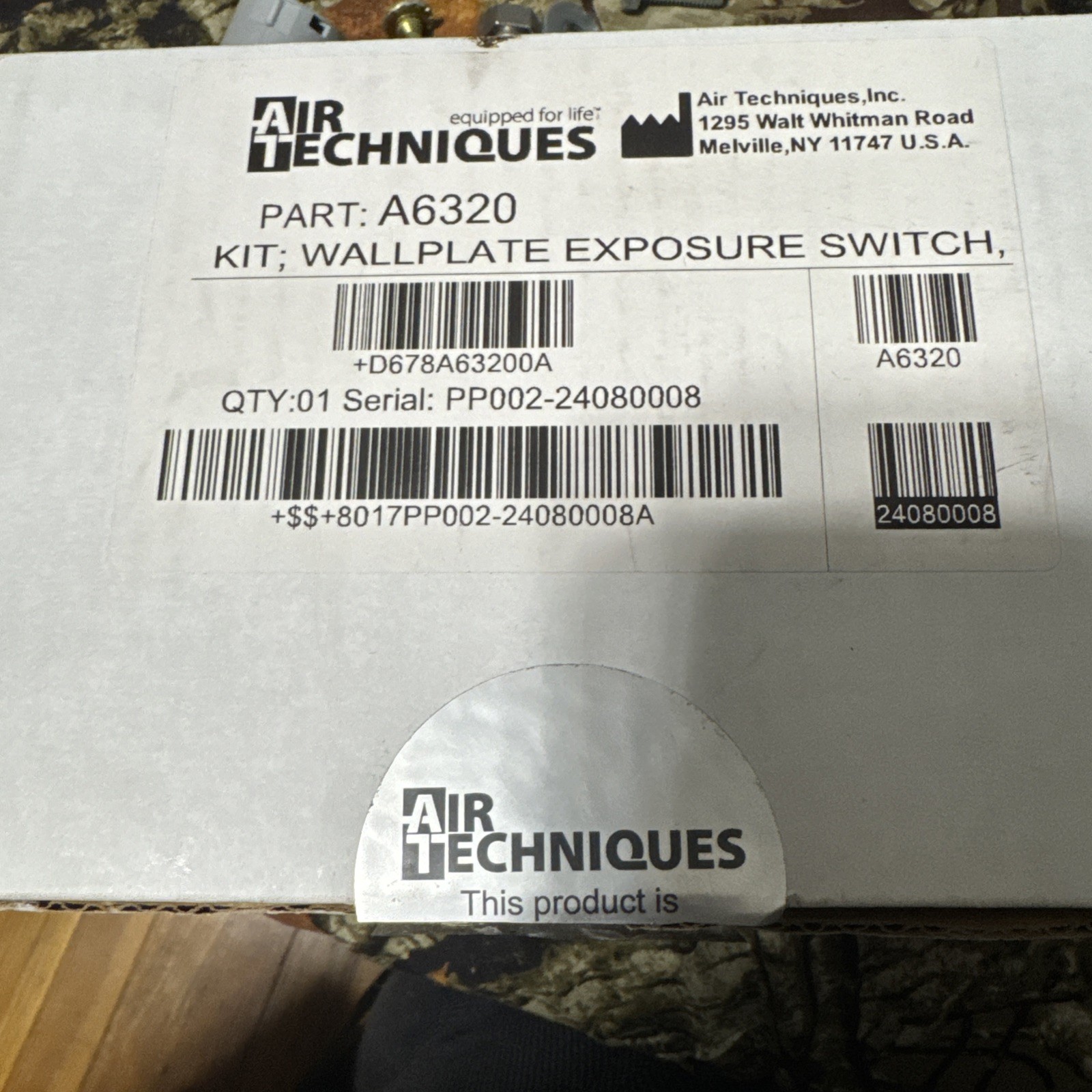 Air Techniques Remote Wall Control Button Panel PN A6321