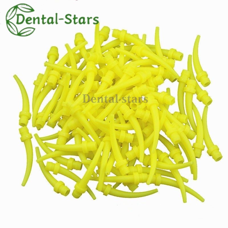 50/1000Pcs Dental Disposable Intra Oral Impression Mixing Tips Yellow