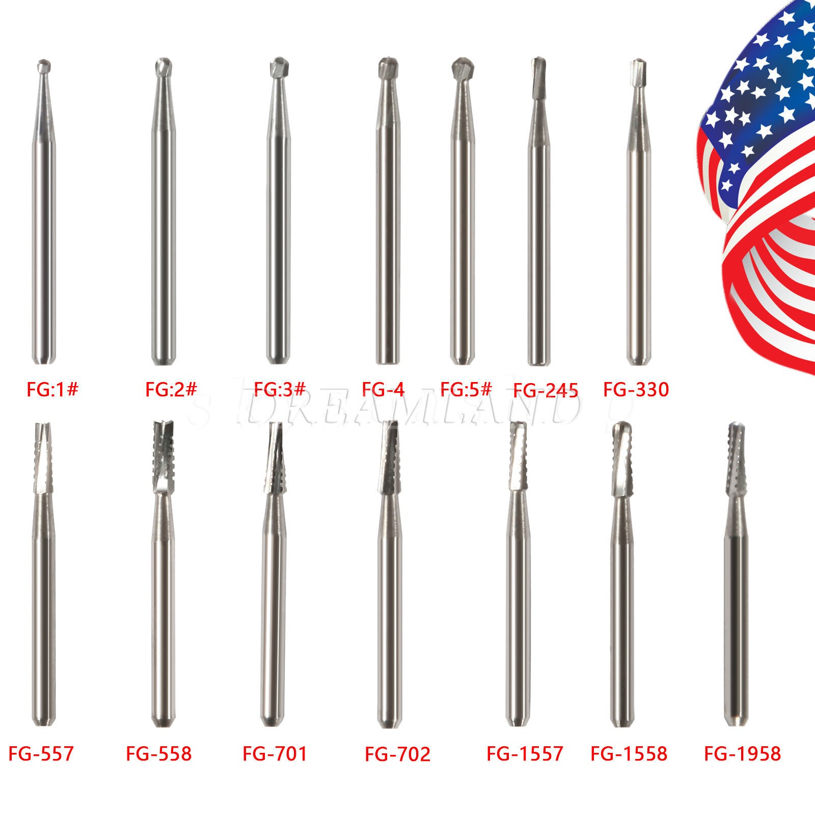 SANDENT Dental high speed Carbide Burs Regular / Surgical sizes 19mm/25mm