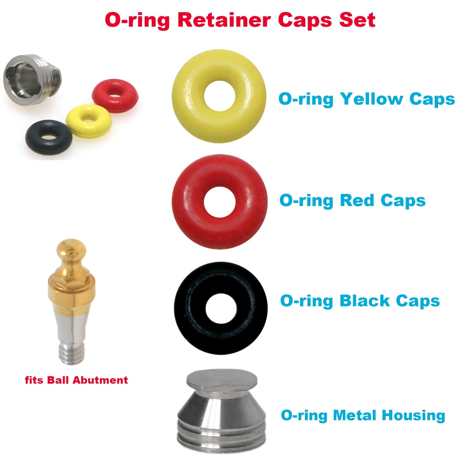 US Dental Overdenture O-rings Kit Fits Hiossen Osstem Ball Attachment Abutment