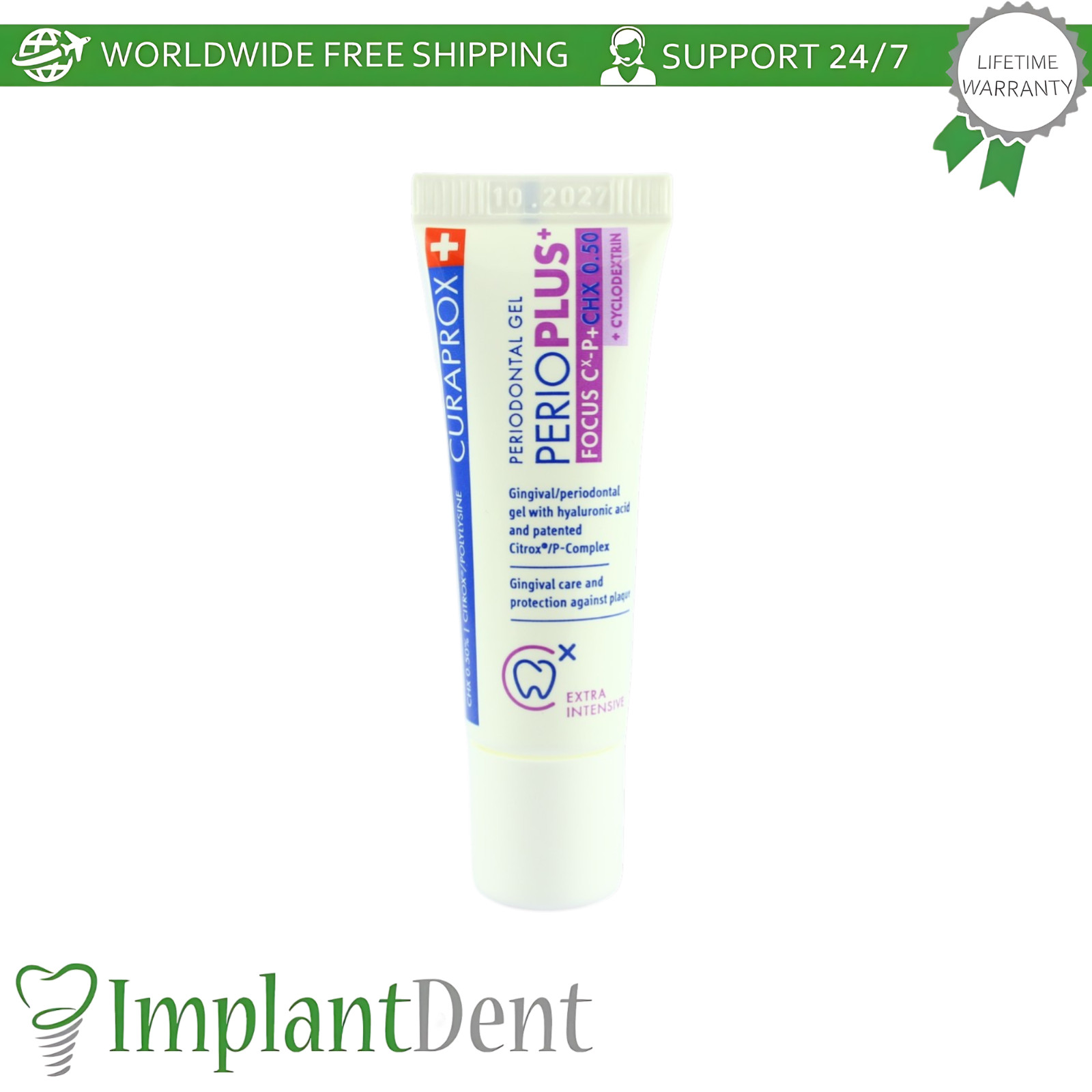 Dental Periodntal Gel 10ml Perio Plus Focus CHX 0.5% Gums Oral Care Curaprox