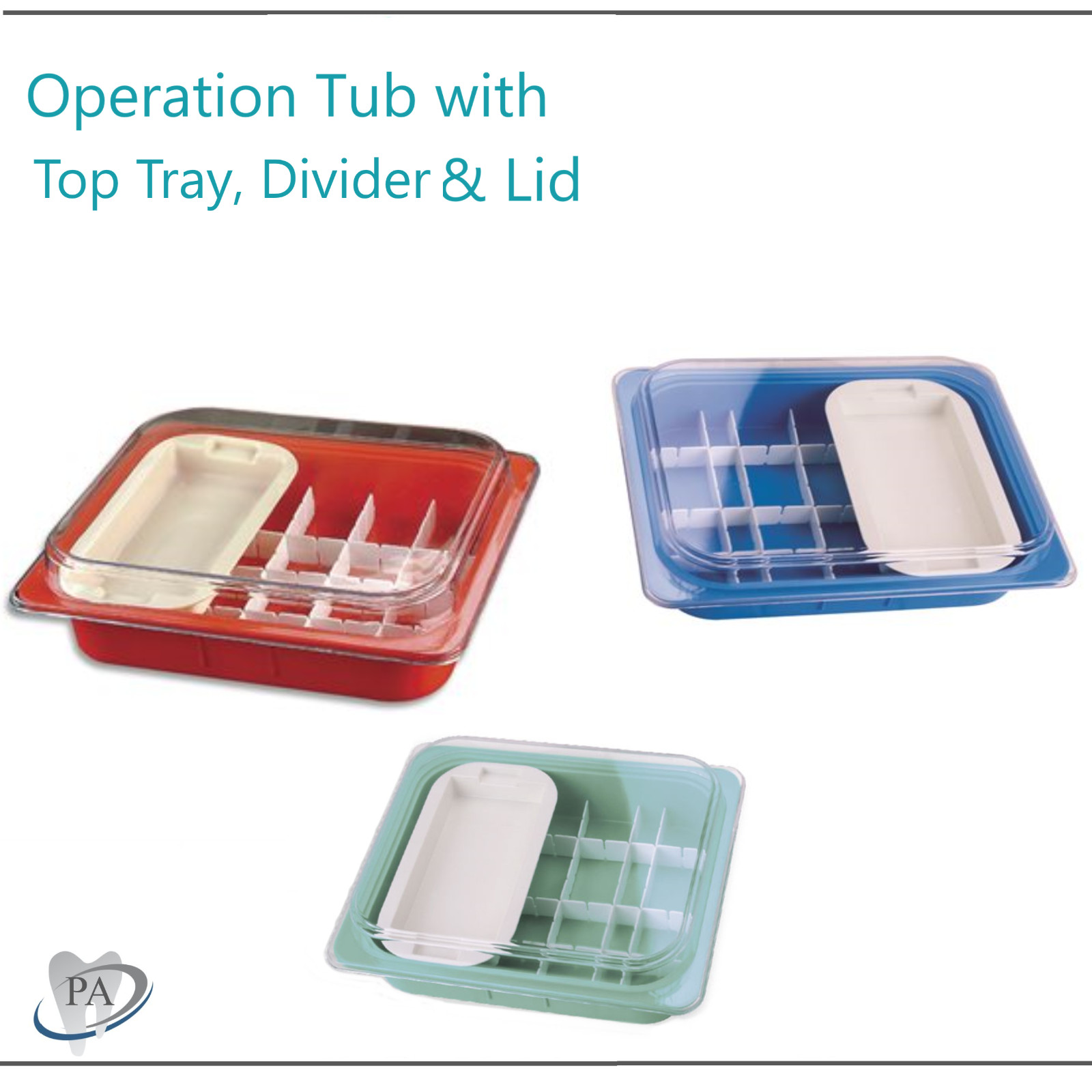 Dental Procedure Tub, Accessory Tray Tub Lid, Operation Tub, Complete Tub Set