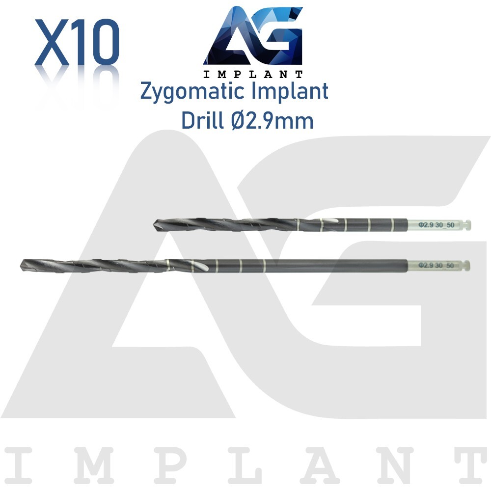 10 Zyg Dental Fixtures Drills Ø2.9mm Stainless Steel DLC Coating Tool