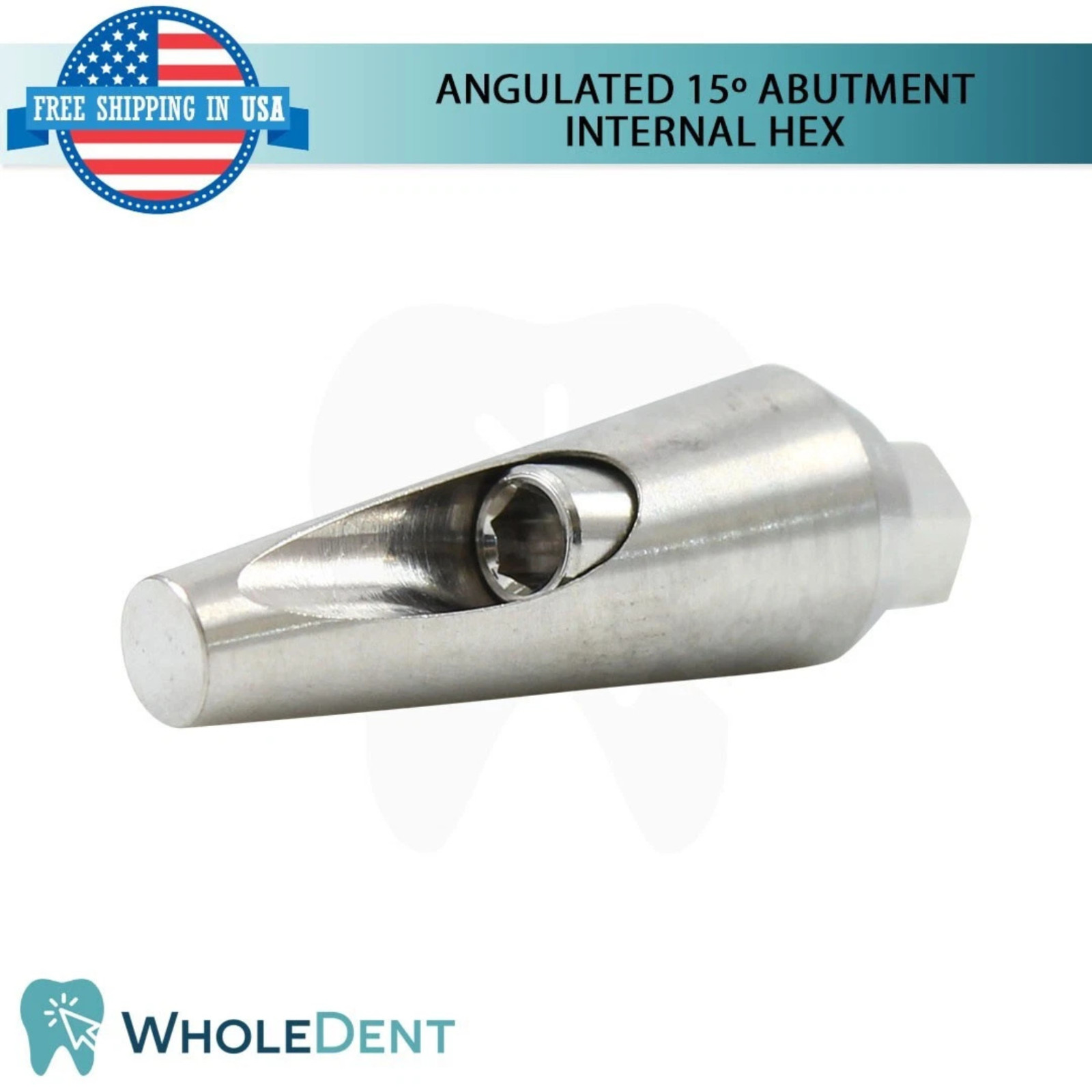 1x Dental Titanium 15º Angulated Prosthetic Ø4.5mm Int Hex 2.42mm Connection