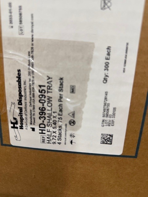 Blue plastic Tray Half Shallow 9.72 x 5.4 x1 bulk non sterile 300 per case