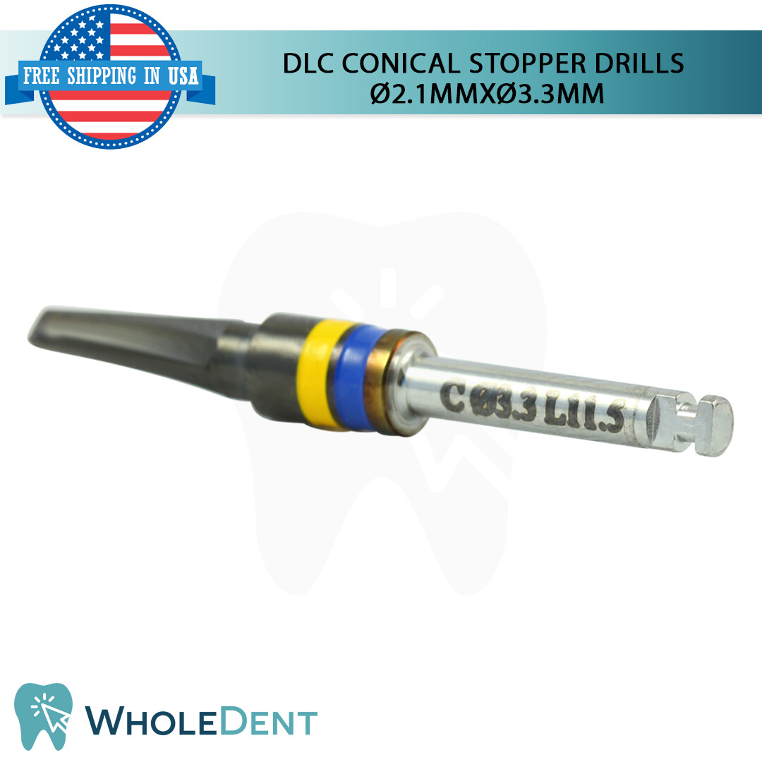 DLC Conical Integral Stopper Drill Ø2.1XØ3.3 Dental Im plant Tool Instrument