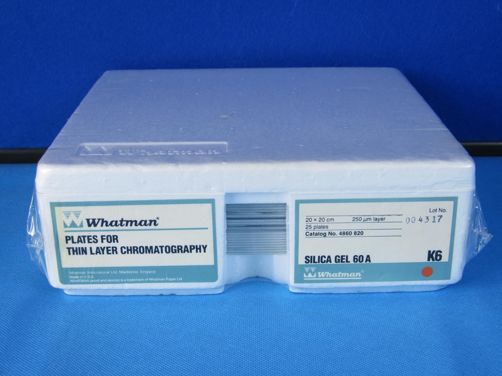 Whatman 4860-820 Chromatography Plate K6 Silica Gel 60A 20 x 20 cm