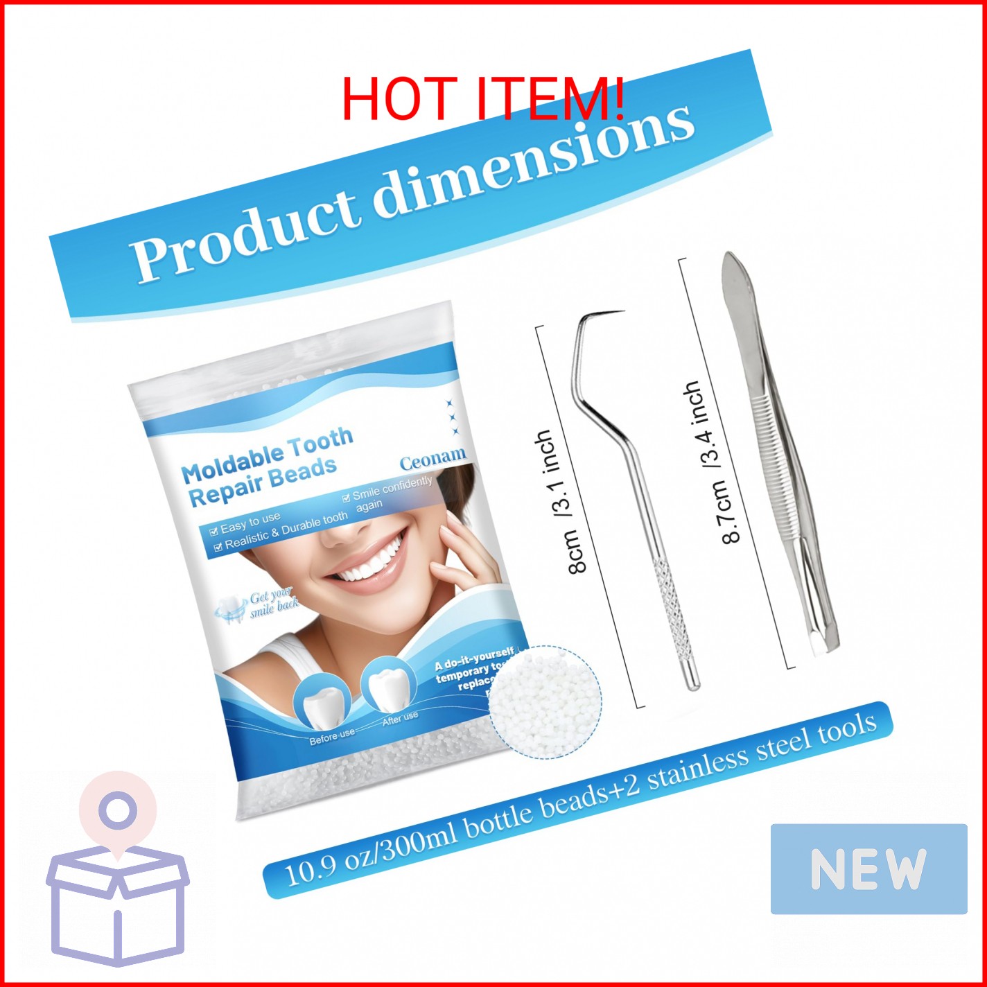 10.9oz Tooth Repair Beads – Teeth Replacement Kit for Temporary Restoration of M
