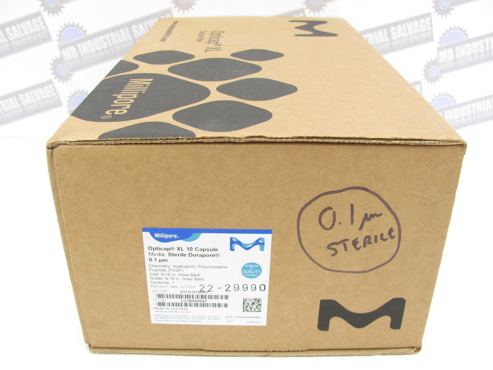 MILLIPORE KVVLS10HH1 STERILE Durapore Opticap XL 10 Capsule 0.1um Filter EXP7/24