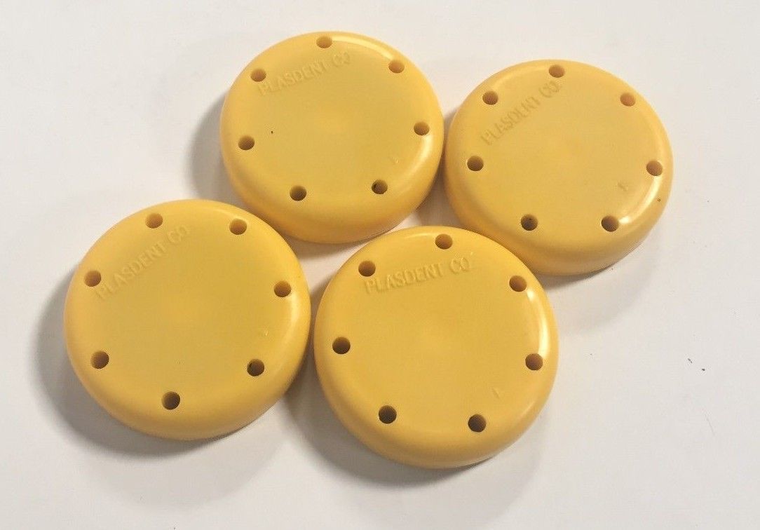 4X Plasdent Neon Yellow Round Magnetic Dental Bur Block Holder Plastic 7 Hole