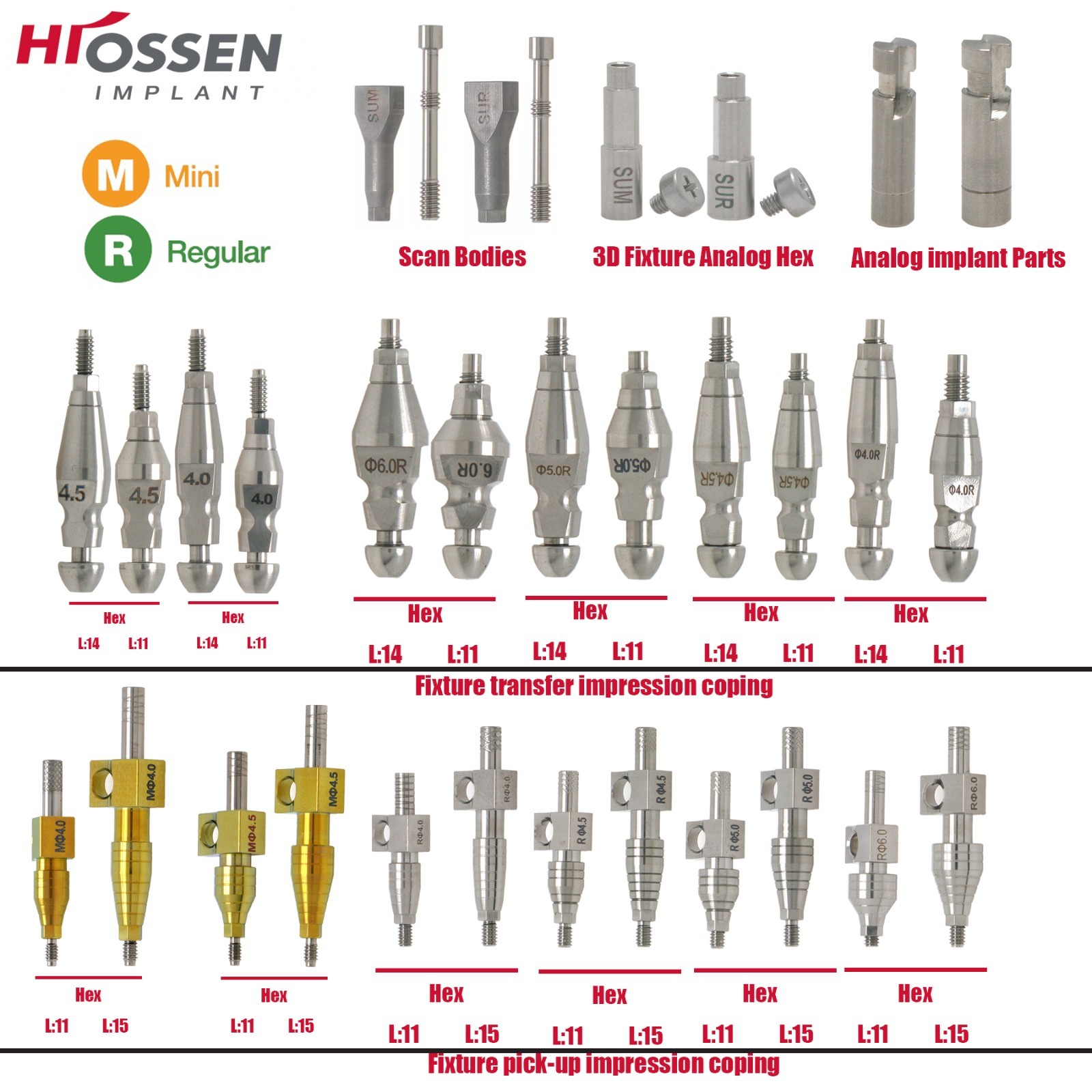 Fit Hiossen Locator/Healing Cap/Transfer lmpression Coping Open/Closed Abutment