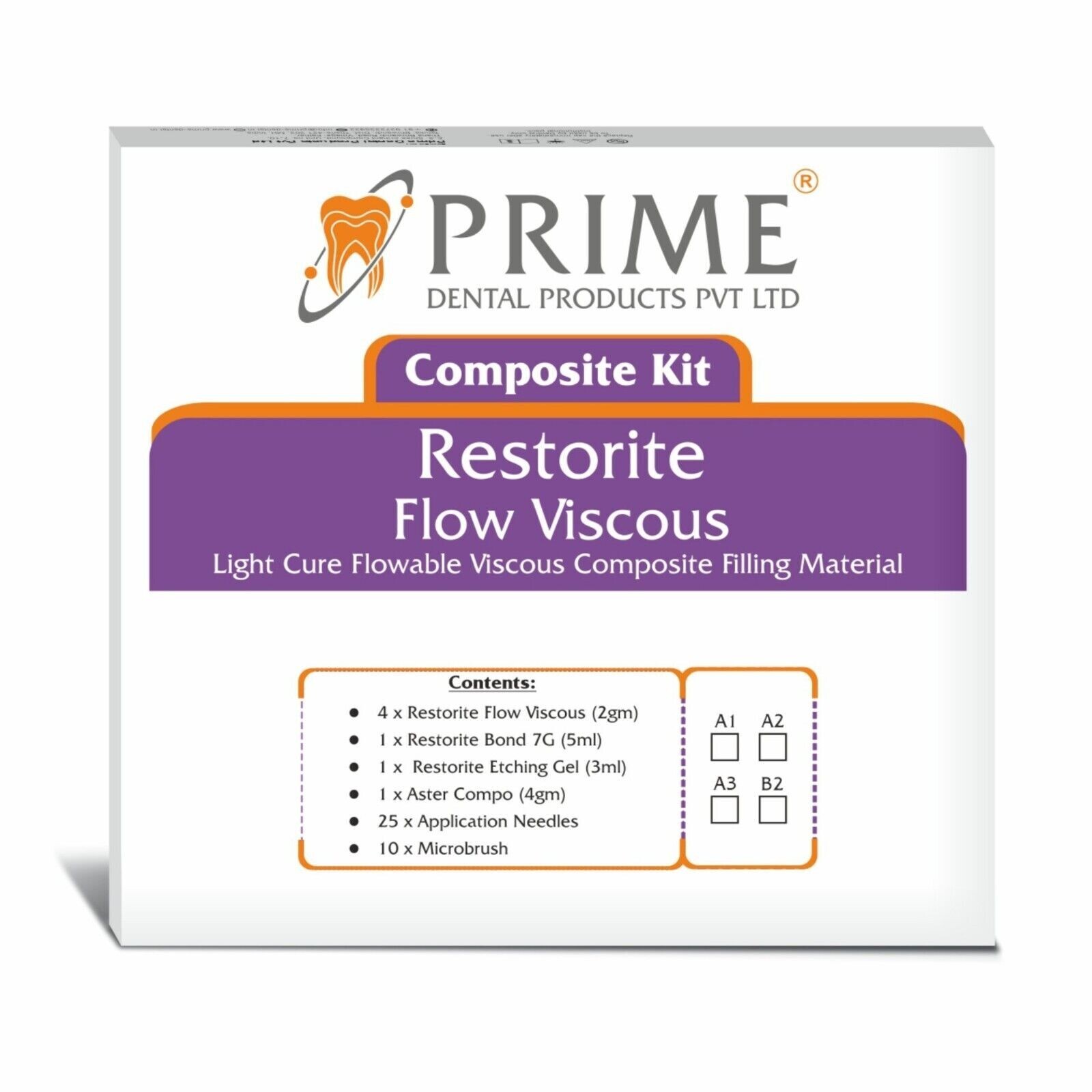 Prime Dental Restorite Flow Viscous Light cure Composite Filling Material Kit