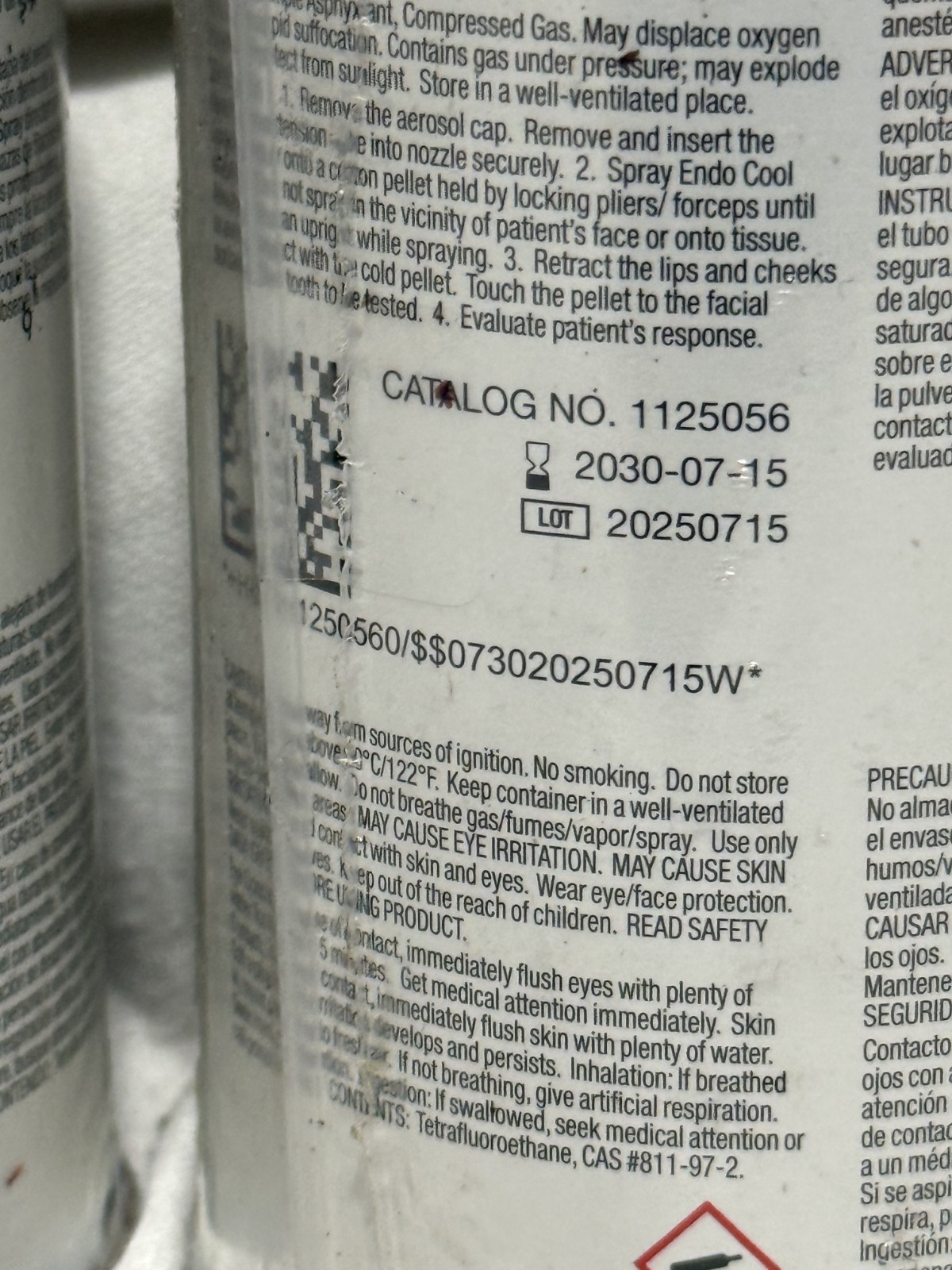 Lot of 2 Henry Schein Endo Cool Spray 10 oz Pulp Vitality Test Vanilla 112-5056