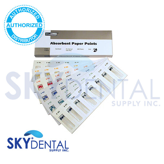 DIADENT Absorbent Paper Points Sterilized Color Coded 200/Pack Cell Pack