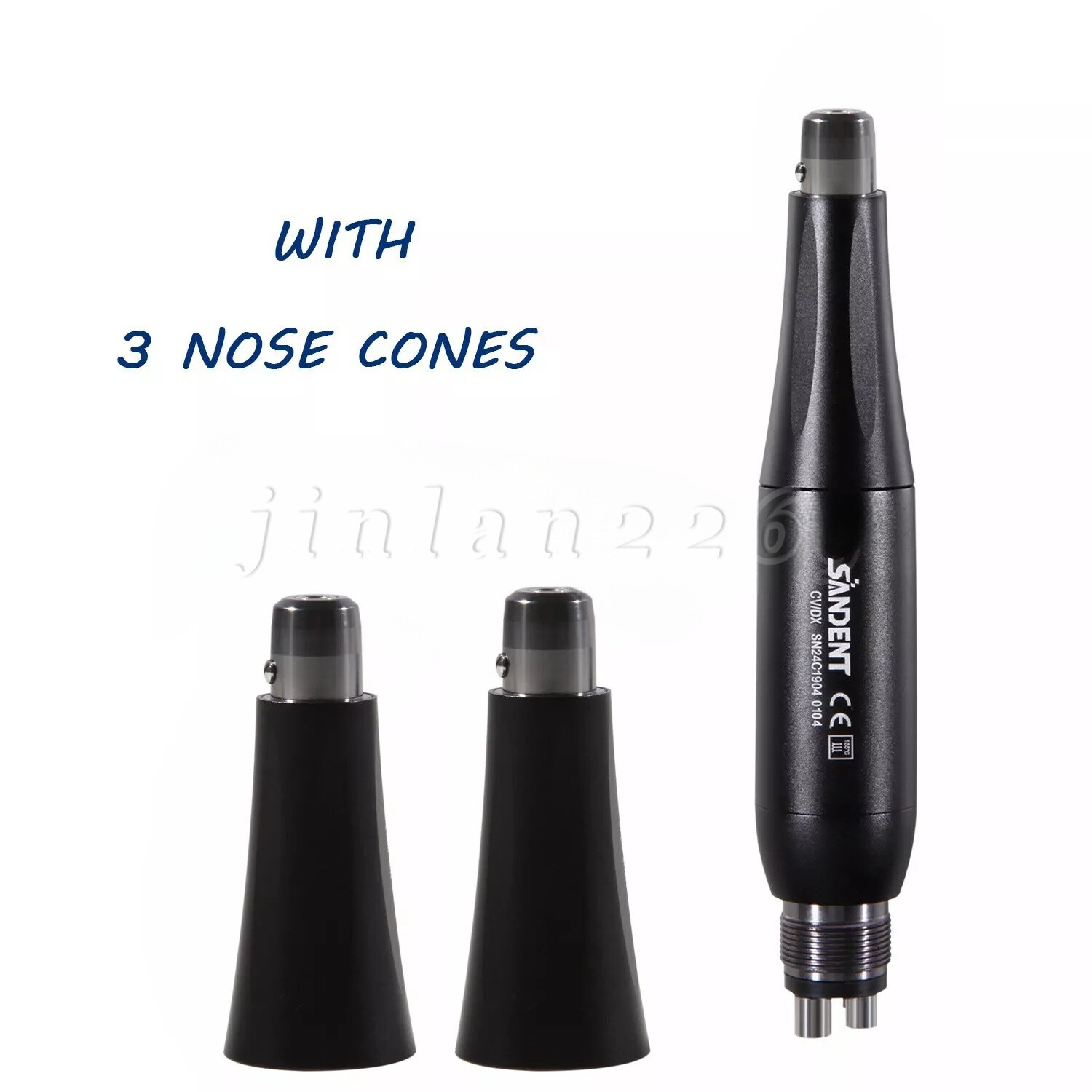 Dental Hygiene Prophy Air Motor Handpiece Kit 3 Nose Cones 360° Swivel 4 Holes