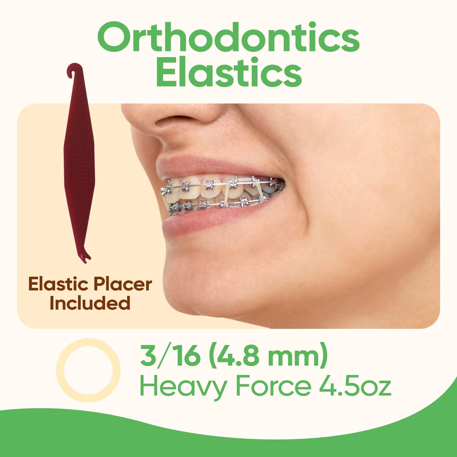 Orthodontic Rubber Bands for Braces – Premium 100 Pack, Natural – Heavy