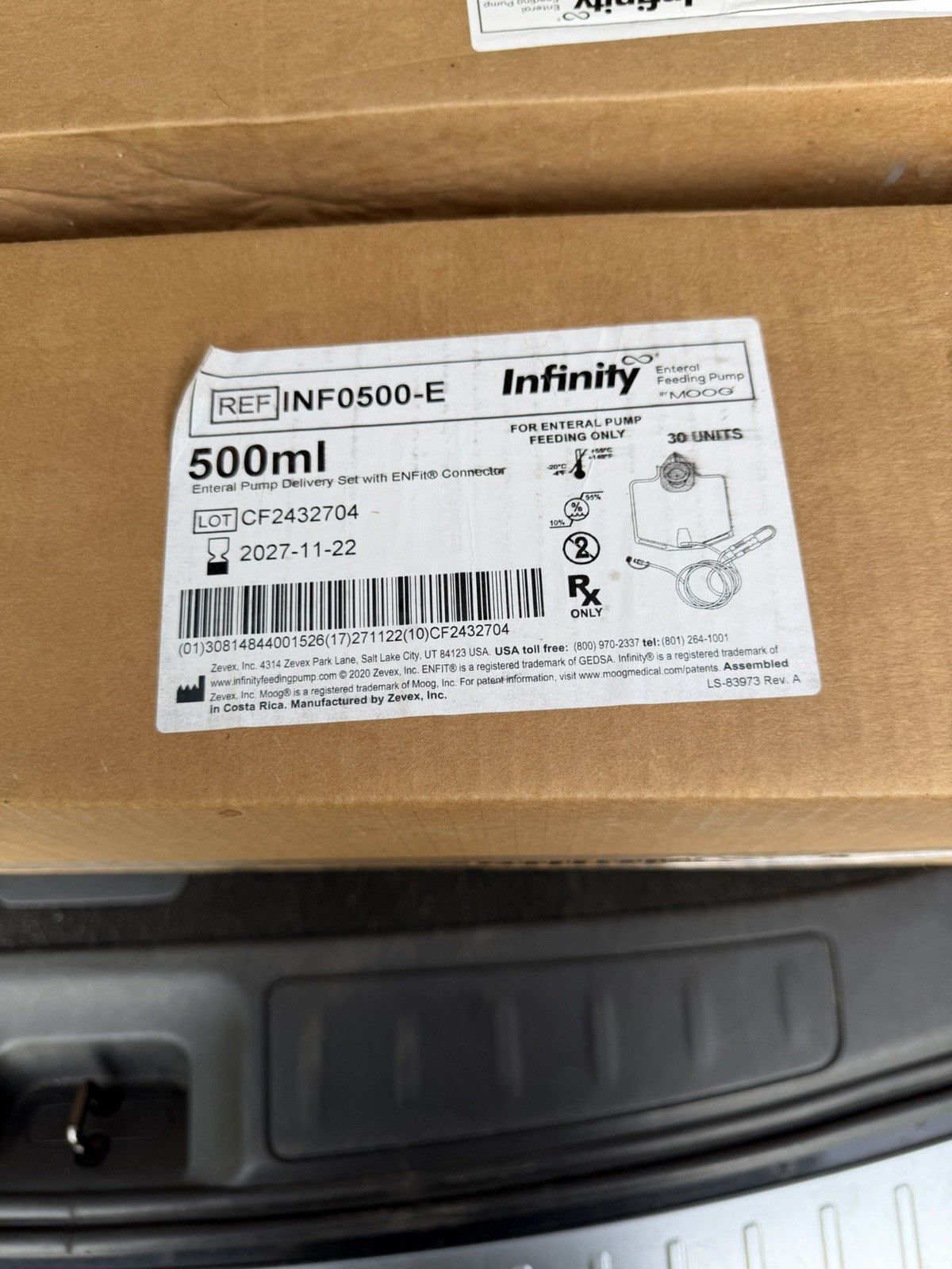 Enteral ENFit Feed Pump Bags – Infinity 500ml With Connector – 30 Pieces New