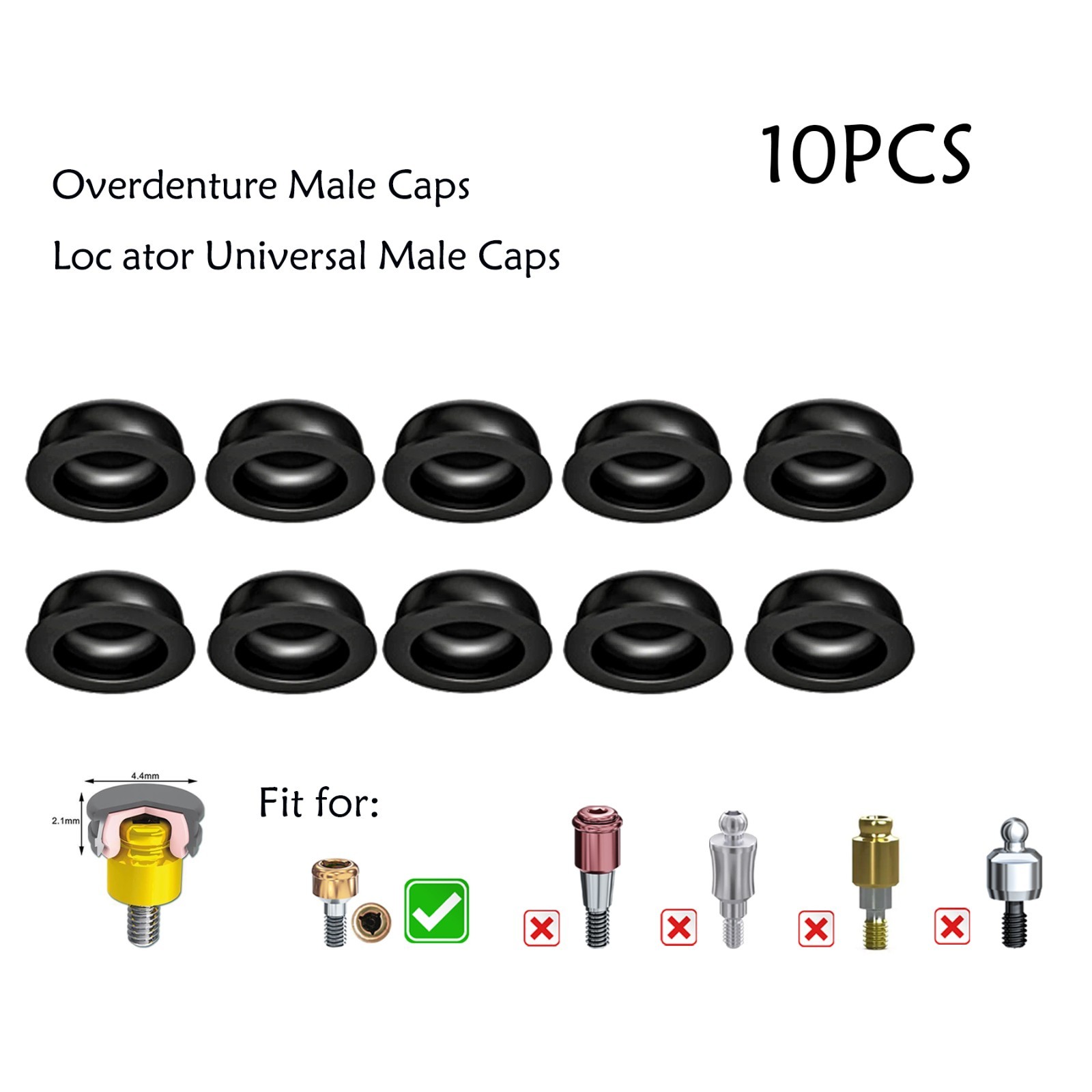 10Pcs Dental Overdenture Locator Abutments Retention Caps For Implant Inserts