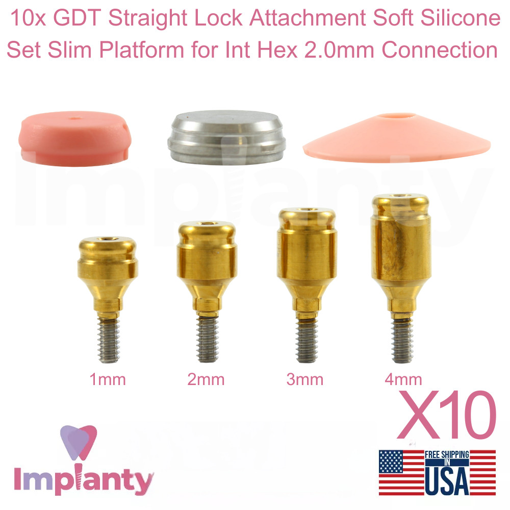 10x Dental Straight Lock Attachment Soft Silicone Set Slim Platform Int Hex