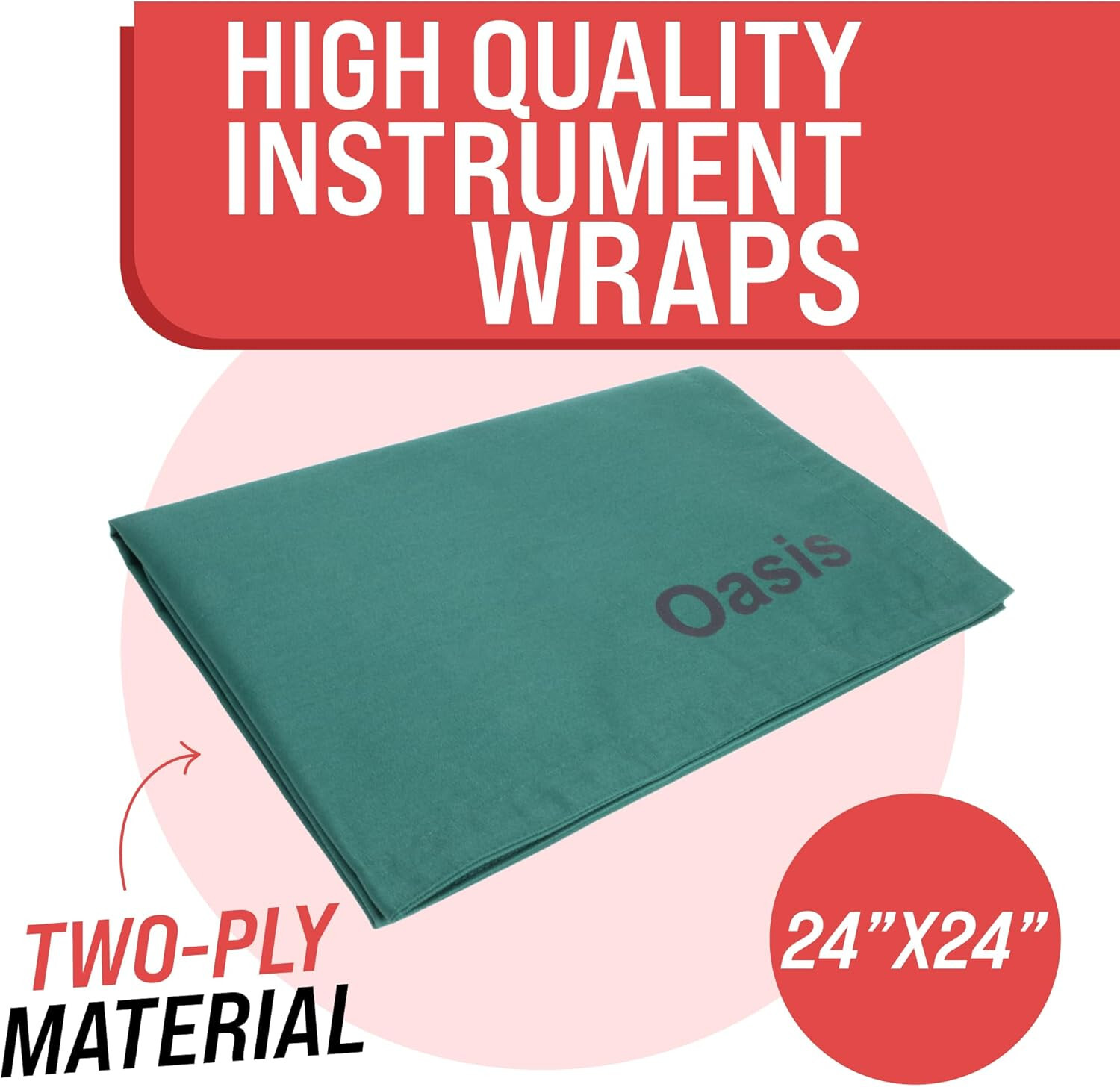 Cloth Instrument Wrap, 24” x 24”, (3 Pack), Two-Ply, Autoclavable Wrap