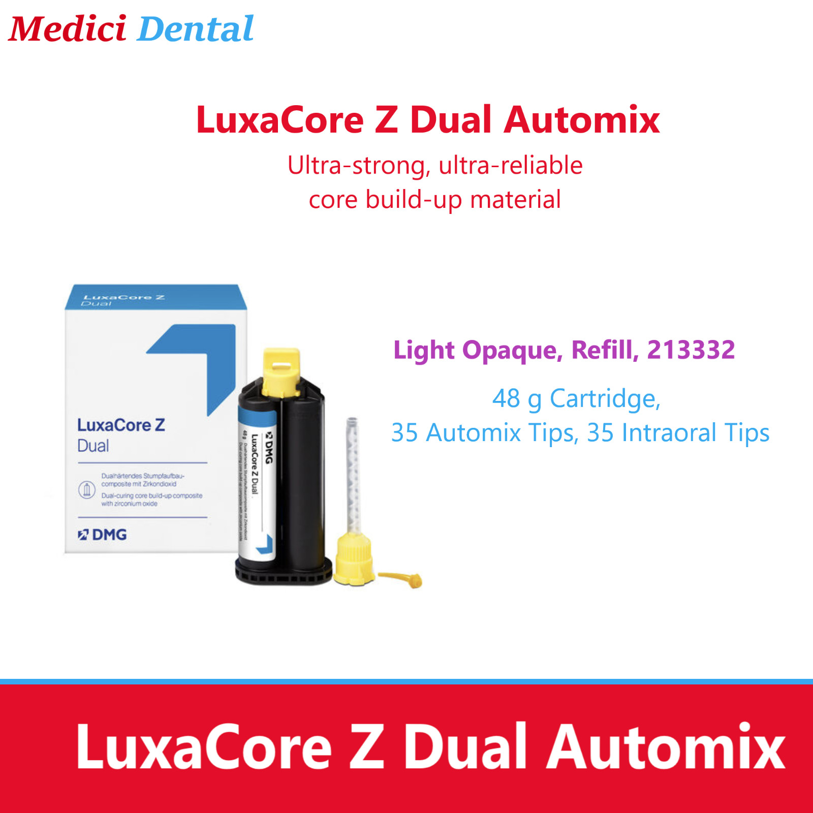DMG LuxaCore Z Dual Automix Light Opaque, Refill, 213332 48 g Cartridge, 35 Tips