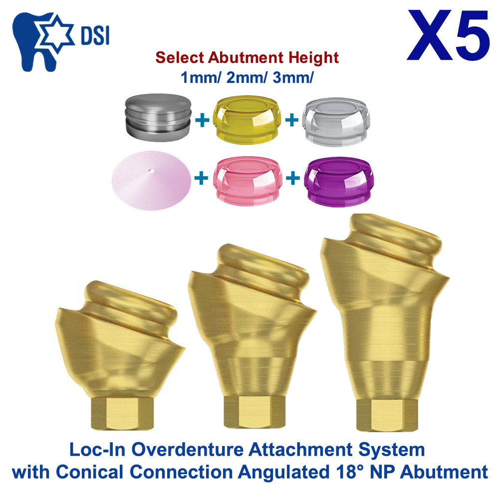 5x Prosthetic Kit Conical Loc-In Angulated 18° NP Attachment Abutment 4 Caps