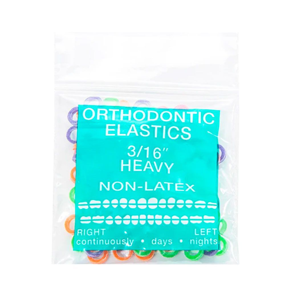 JMU Dental Orthodontic Intra Oral Elastic, Heavy 3/16″, Assorted Neon, 100/Bag