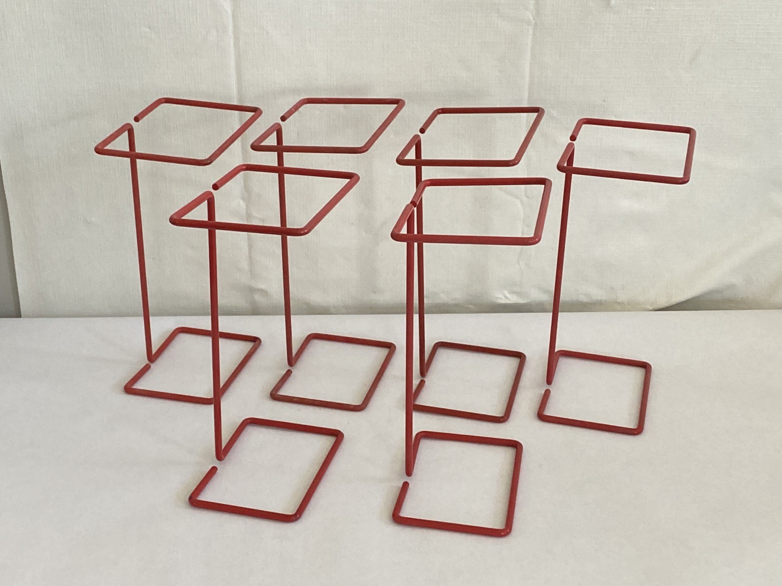 (6) Laboratory Red Poxygrid Bench-Top Biohazard Wire Frame Bag Holders