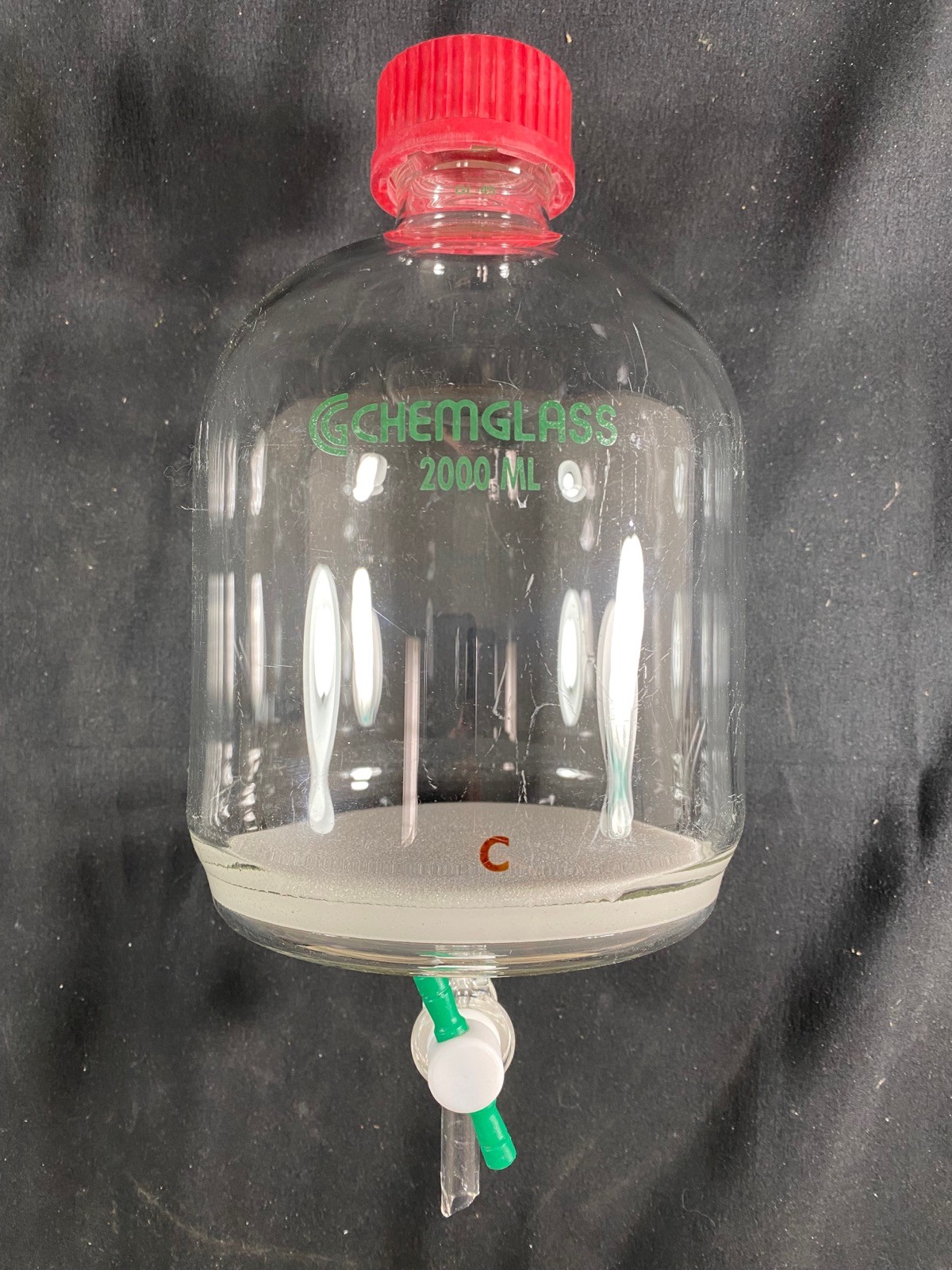 CHEMGLASS Glass 2000mL GL-45 Coarse Frit Solid Phase Peptide Synthesis Vessel