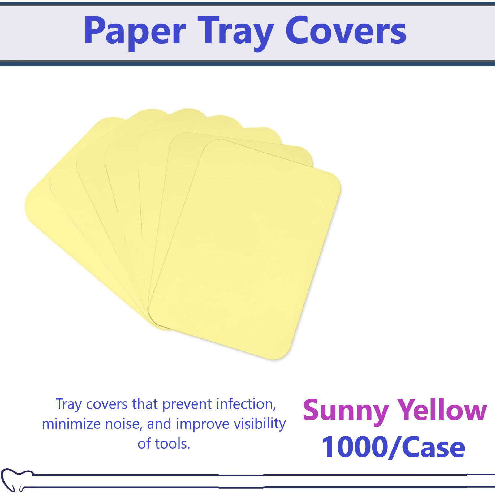 Dental Paper Tray Cover Size B / C / F White Blue Pink Green Lavender, 1000/Bx