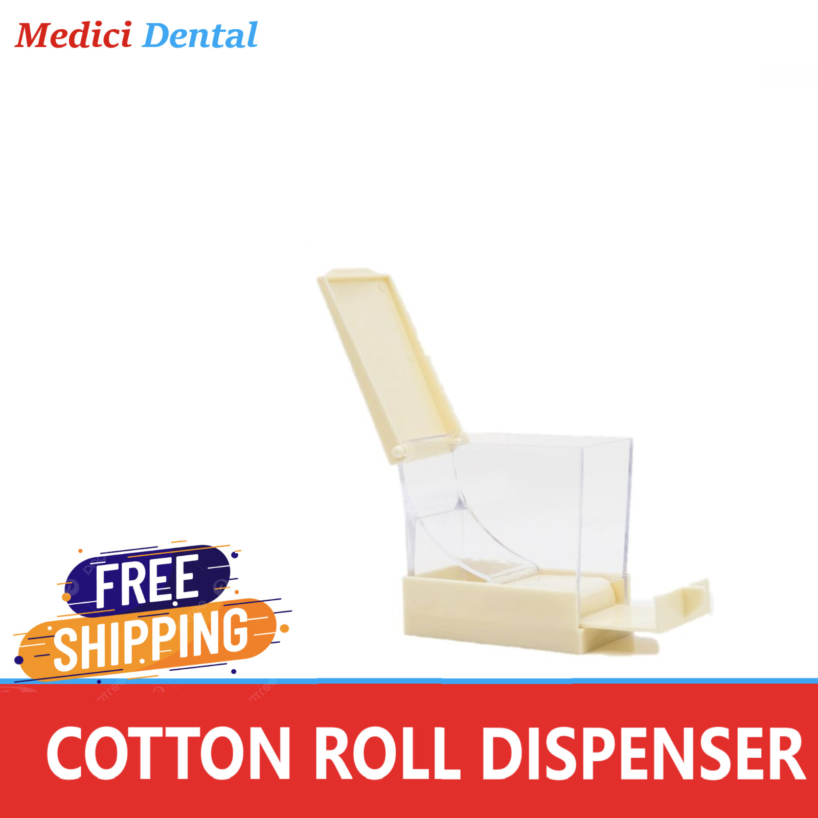 Dental Cotton Roll Dispenser Deluxe White With No-Skid Base, White Blue, Purple