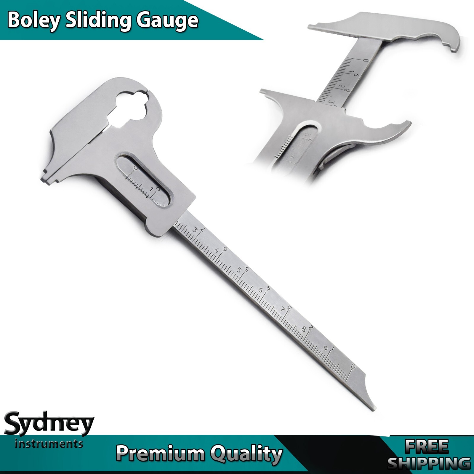 Dental Boley Gauge Caliper Sliding Measuring Dentist Lab Instruments
