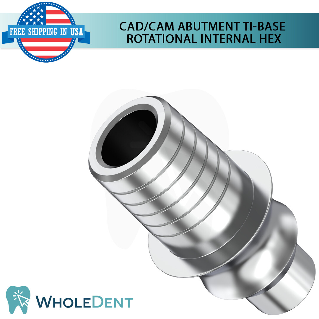 1x Dental Rotational Concave Titanium Base Int Hex 2.42mm CAD/CAM