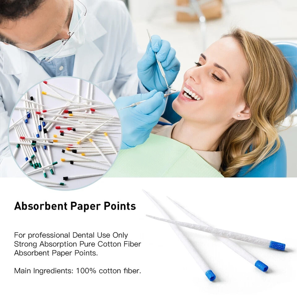Dental Endo Gutta Absorbent Paper Points Fiber Taper 0.02/0.04/0.06 15#-40#